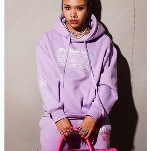 Purple Graphic Hoodie and Sweatpants Set